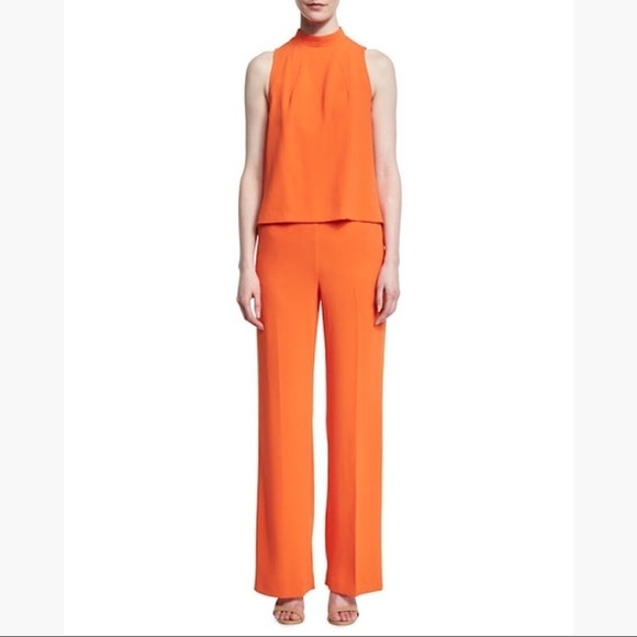 Trina Turk Marisa Sleeveless Crepe Illusion Jumpsuit Hot Mambo